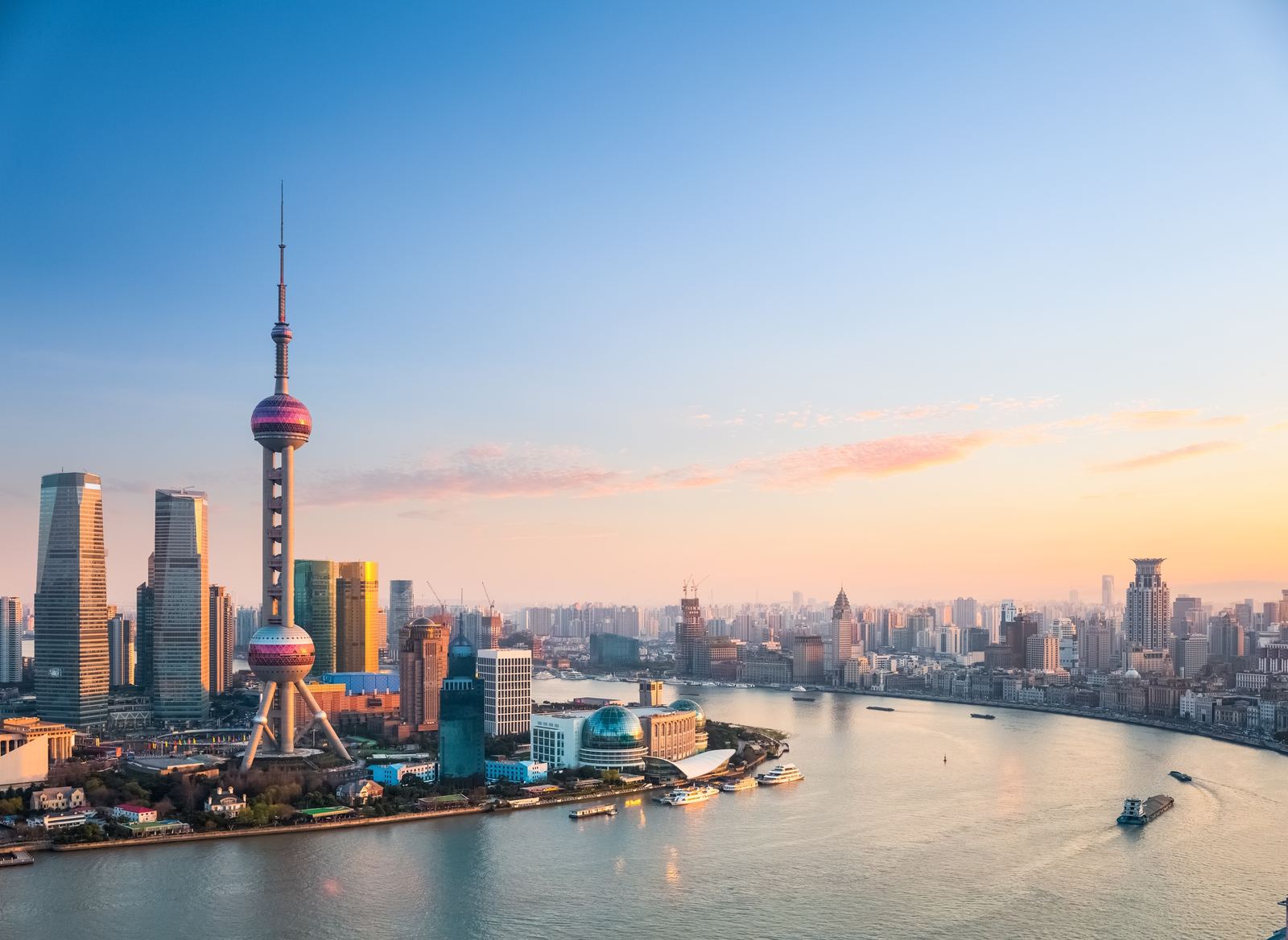 Shanghai skyline at dusk