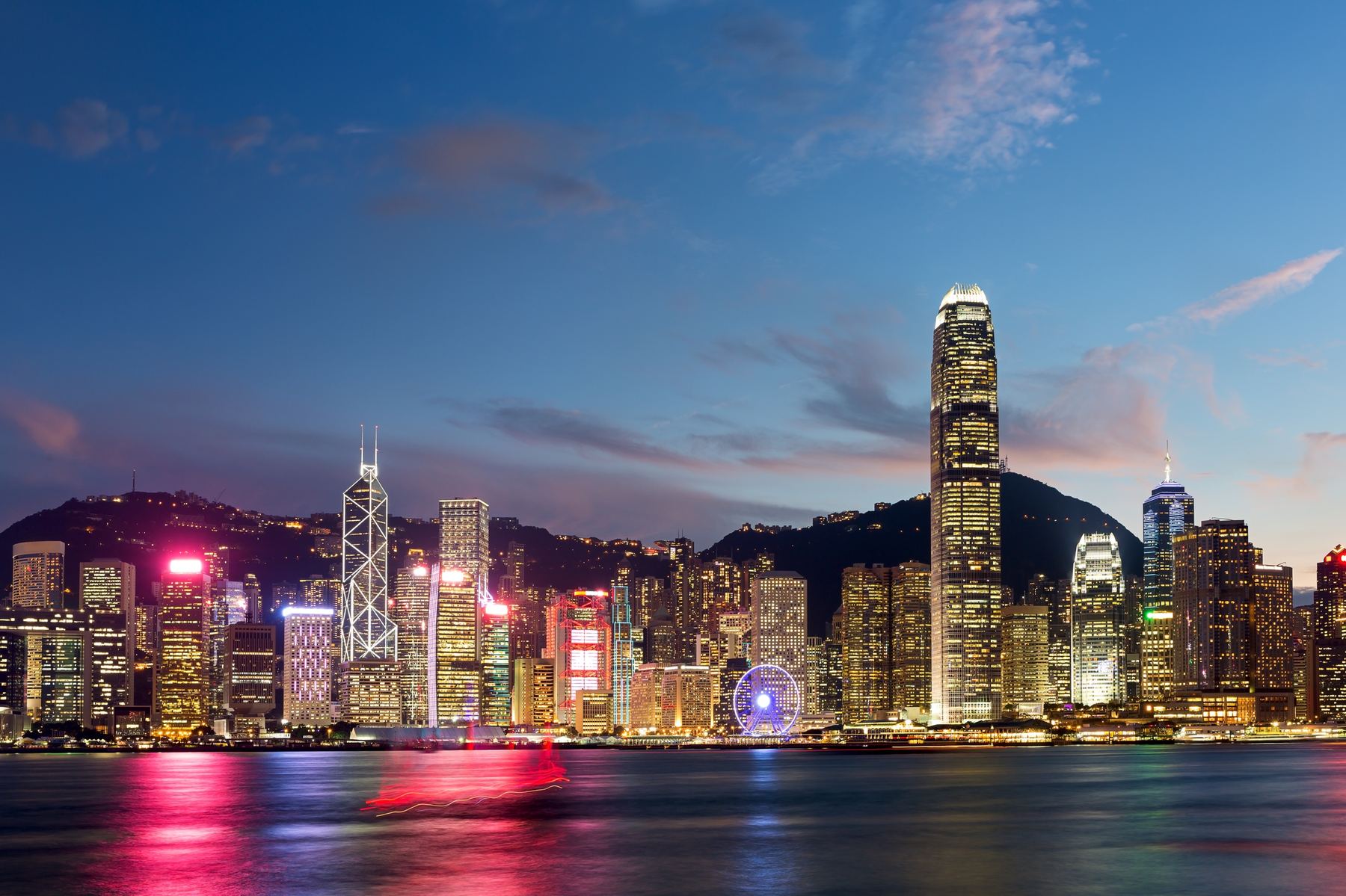 Victoria Harbour, Hong Kong, at dusk